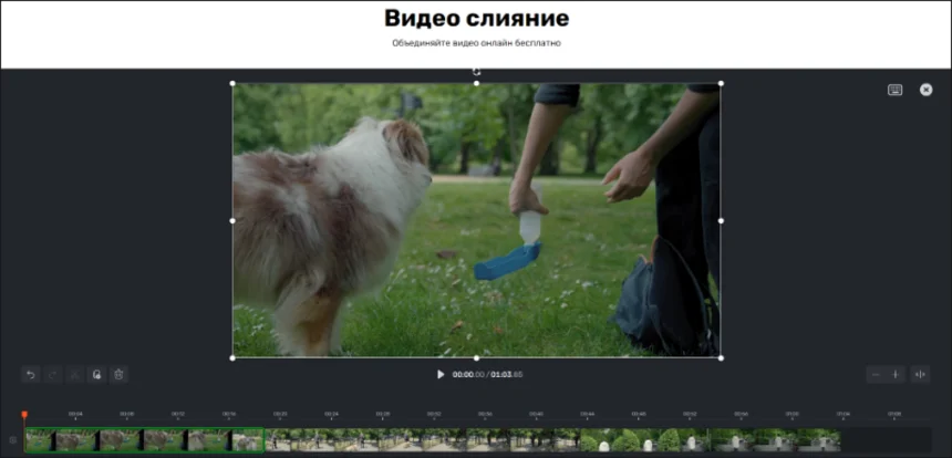 Экран объединения видео в Online Video Cutter
