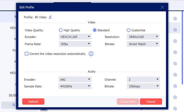 Редактор профиля AnyRec Video Converter