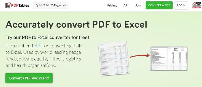 Интерфейс PDFTables