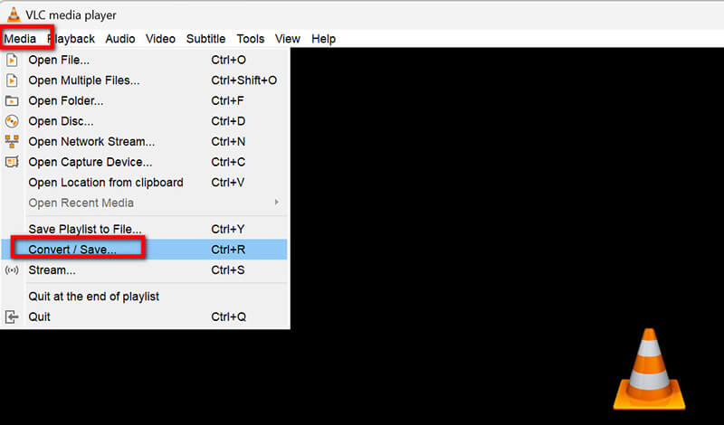 Команда Convert Save в меню VLC