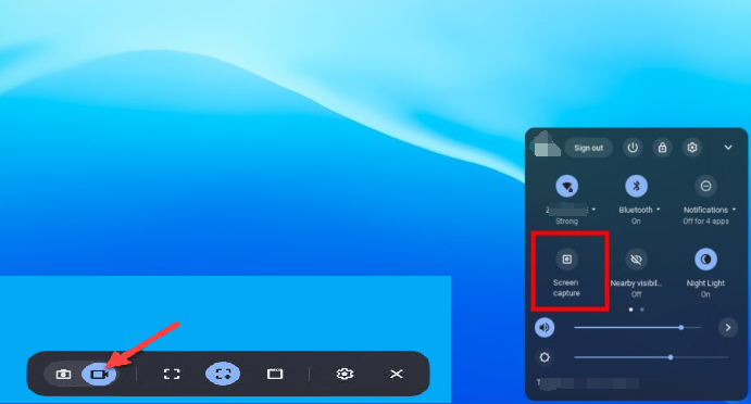 Панель записи экрана ChromeOS на Chromebook