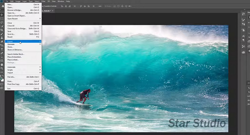 Экспорт фотографии с водяным знаком из Photoshop
