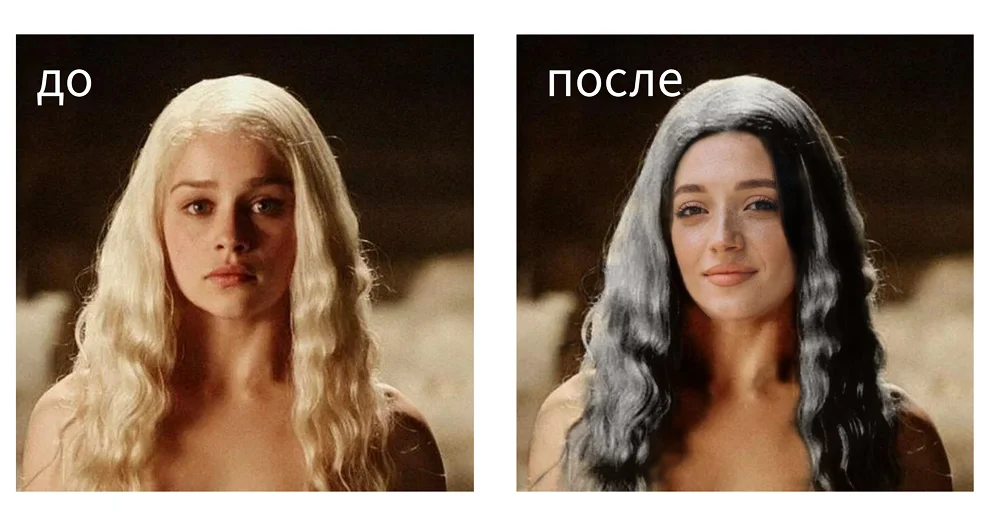 Пример результата ручного наложения лица в PicsArt