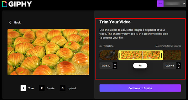 GIPHY: выбор фрагмента видео перед созданием GIF