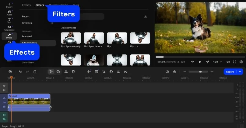 Этап зеркального отражения в Movavi Video Editor