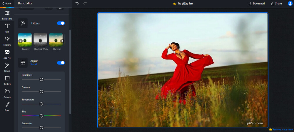 Интерфейс piZap