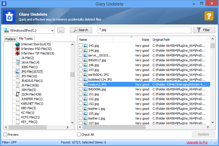Интерфейс Glarysoft File Recovery — пример 1