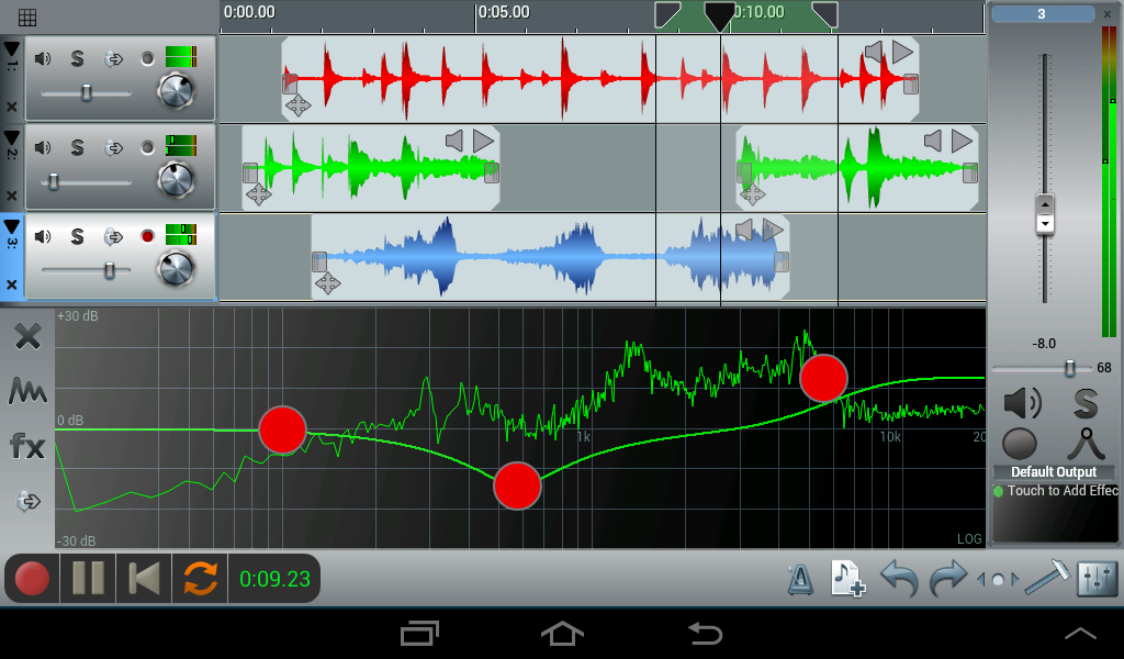 Многодорожечный интерфейс n-Track Studio на Android