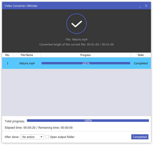 Окно завершения конвертации Apeaksoft Video Converter Ultimate