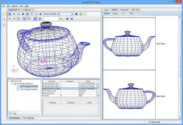 Интерфейс de.caff DXF Viewer