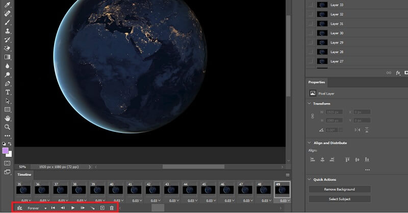 Редактирование кадров GIF на временной шкале Adobe Photoshop