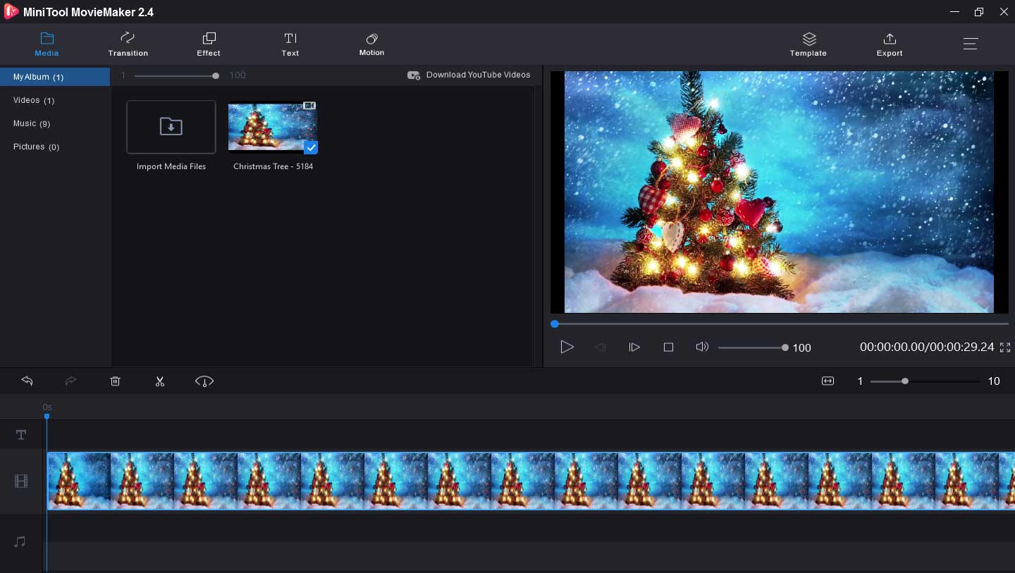 Таймлайн MiniTool MovieMaker при подготовке GIF