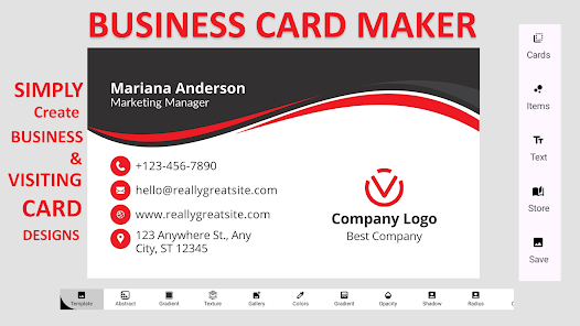 Интерфейс Business Card Maker - Template на Android