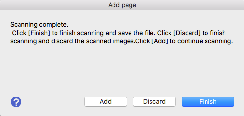 Окно Add page после сканирования страницы в Epson Scan 2