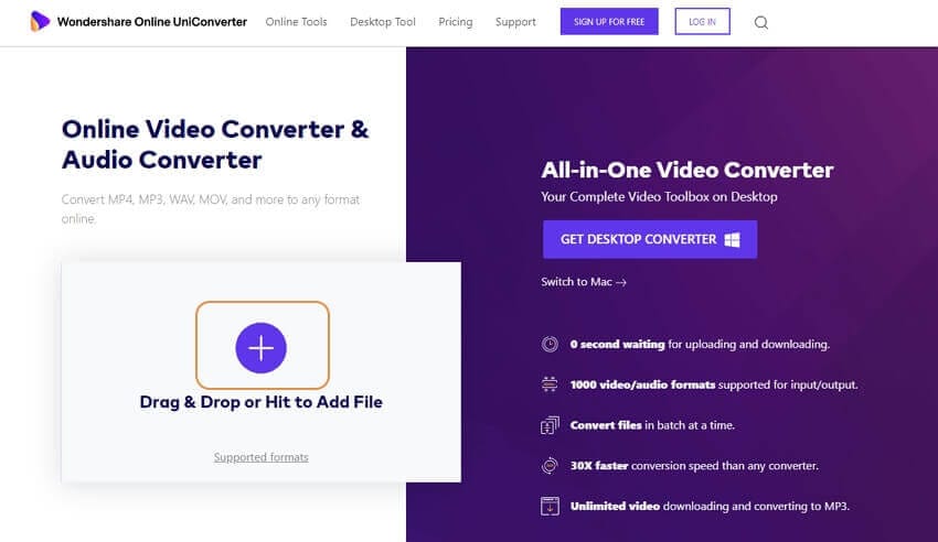 Интерфейс Media.io Online UniConverter