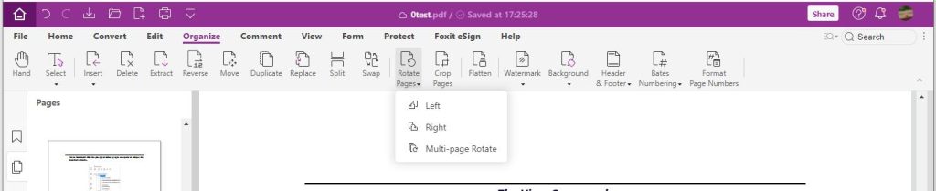 Команда Rotate Pages на ленте Foxit PDF Editor