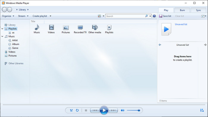 Windows Media Player с открытым аудиофайлом WMA