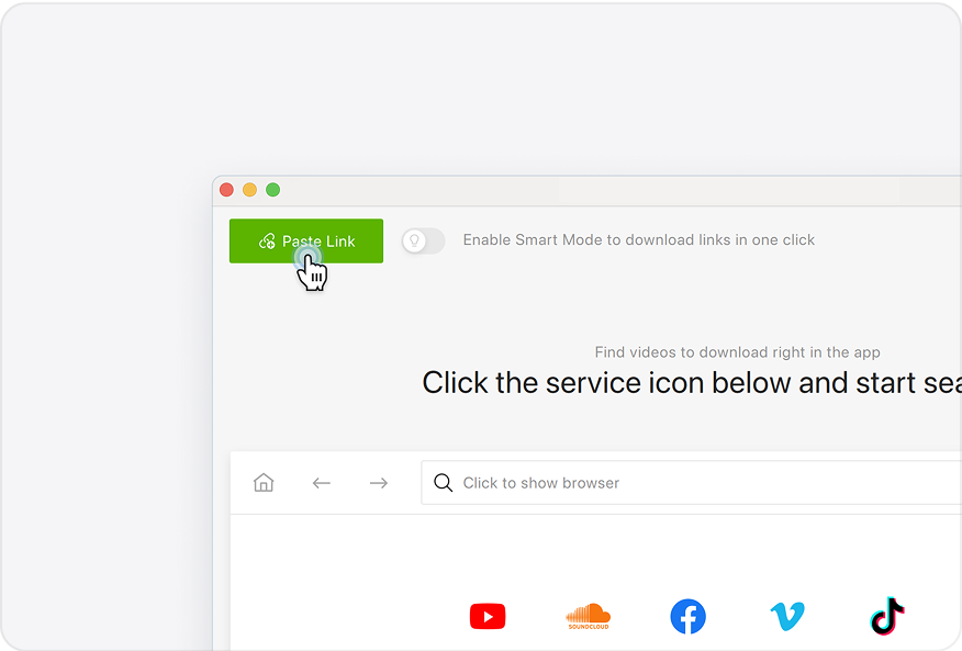 Кнопка Paste Link в 4K Video Downloader Plus