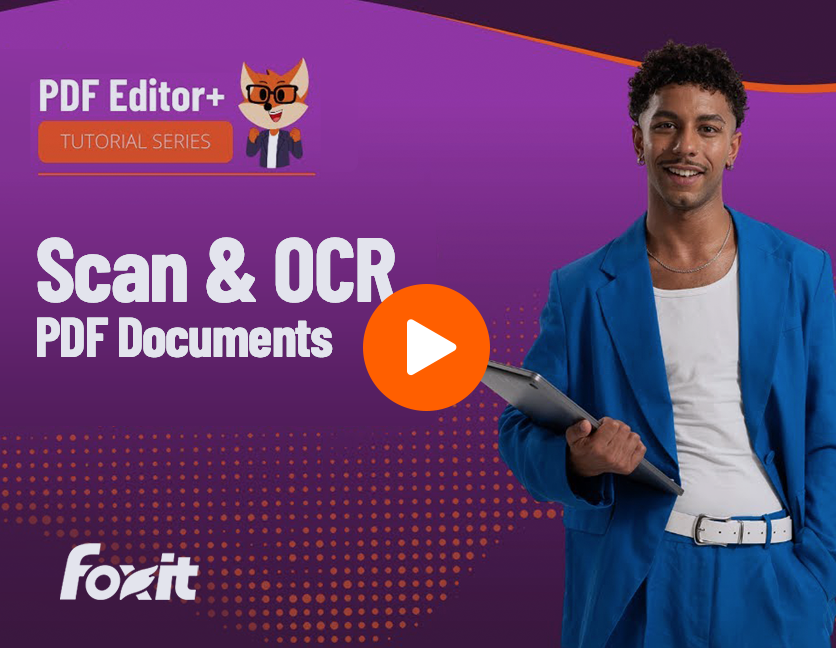 Экран Foxit PDF Editor с разделом Scan & OCR PDF Documents