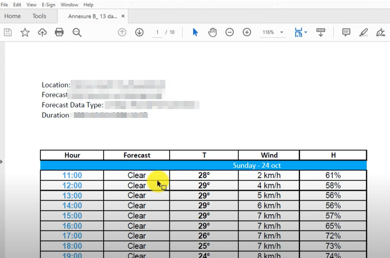 PDF с таблицей, открытый в Adobe Acrobat