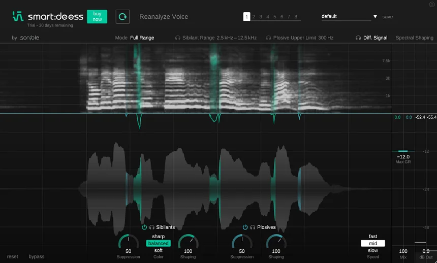 Интерфейс sonible smart:deess