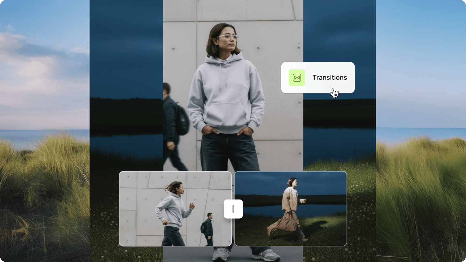 Интерфейс выбора перехода в VEED.IO