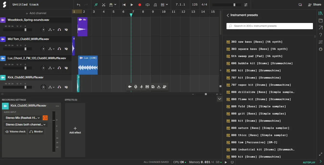 Интерфейс Soundation