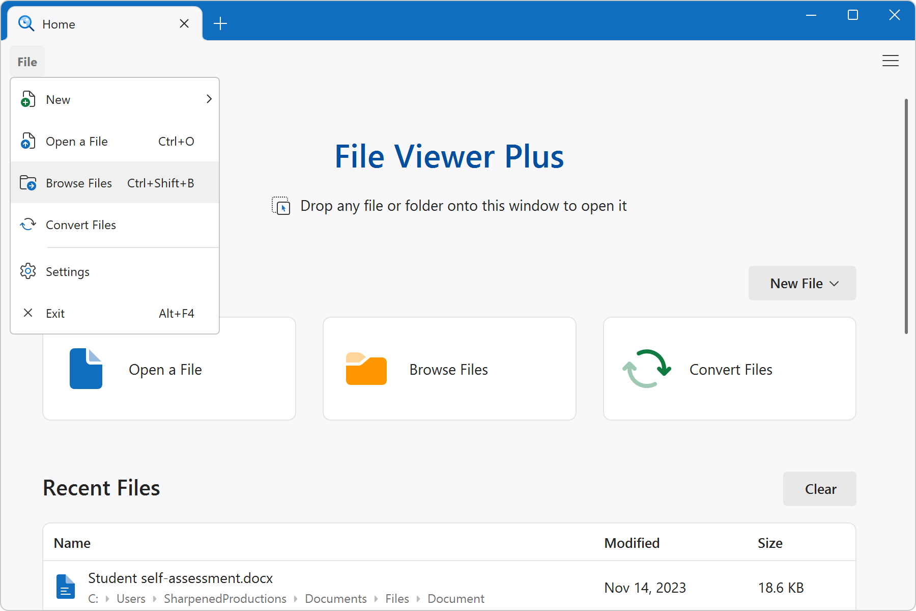 Интерфейс File Browser универсального просмотрщика