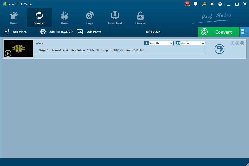 Leawo Video Converter: импорт FLV