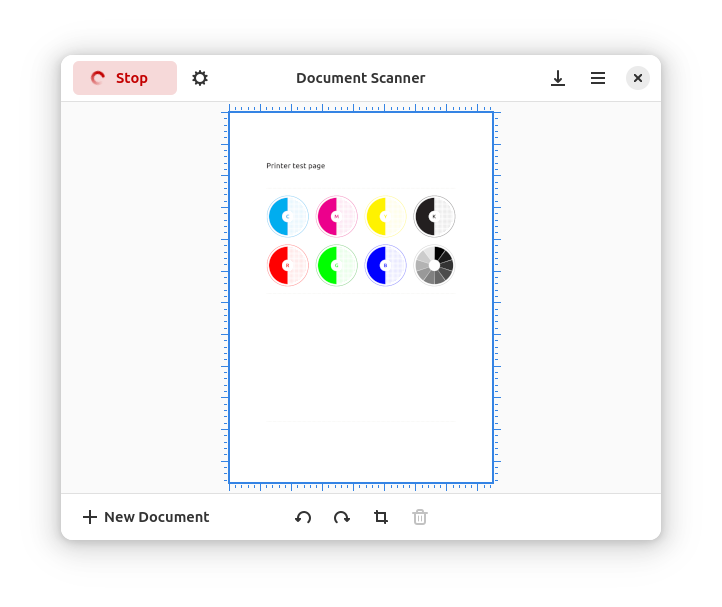 Интерфейс GNOME Document Scanner после сканирования изображения