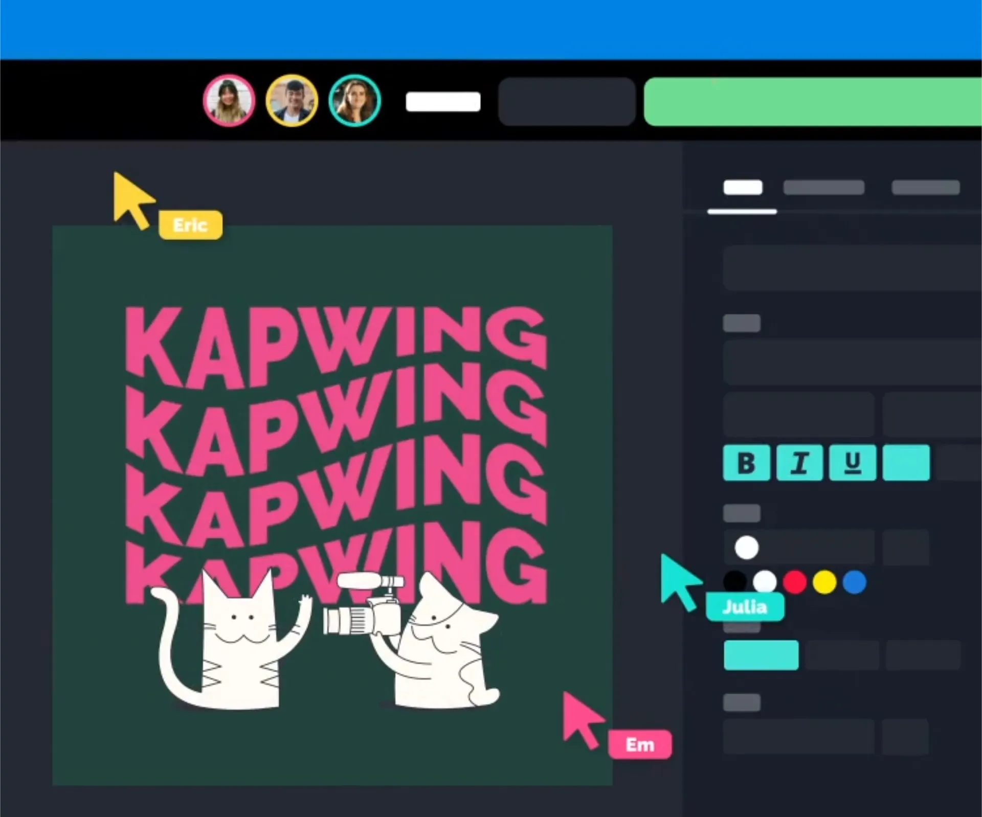 Совместная работа с проектом в Kapwing