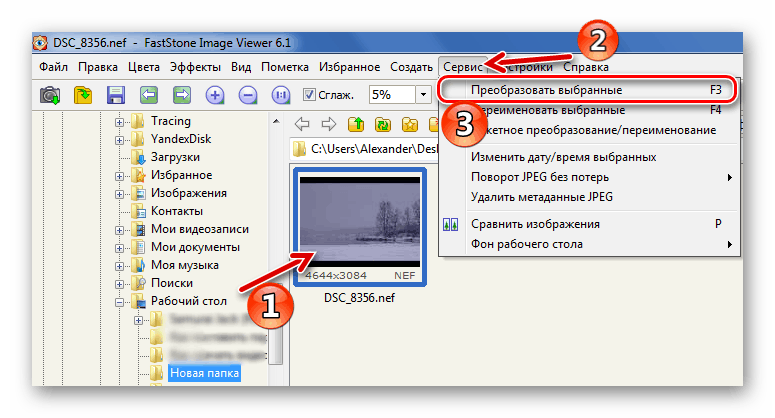 Переход к пакетному преобразованию в FastStone Image Viewer