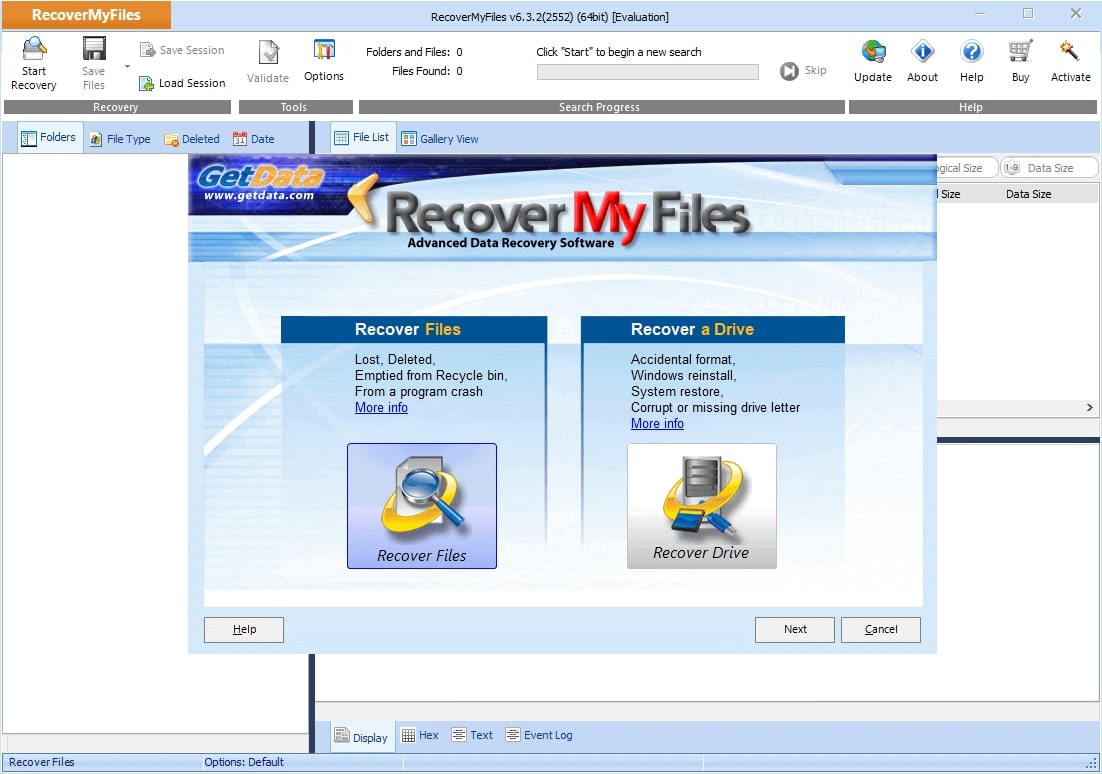 Интерфейс Recover My Files