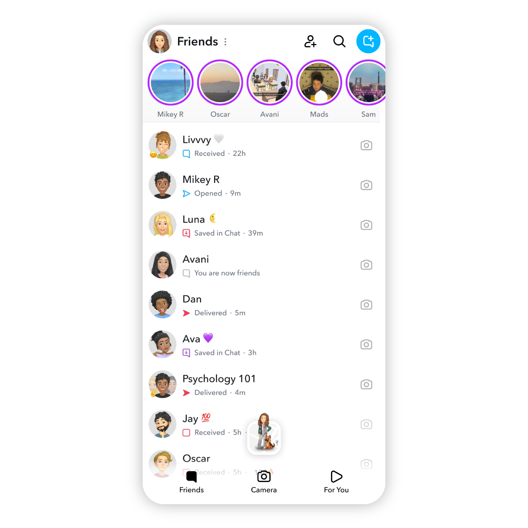 Chat screen в Snapchat