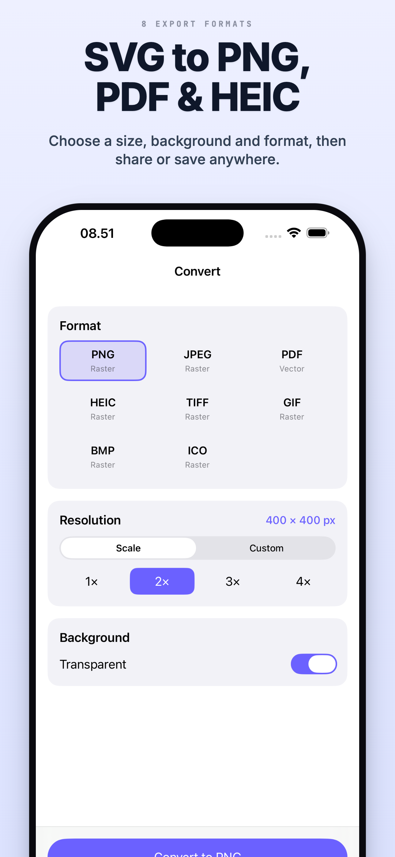 Экран конвертации SVG в SVG Converter & Viewer на iPhone