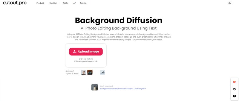 Интерфейс Cutout.Pro при загрузке фотографии