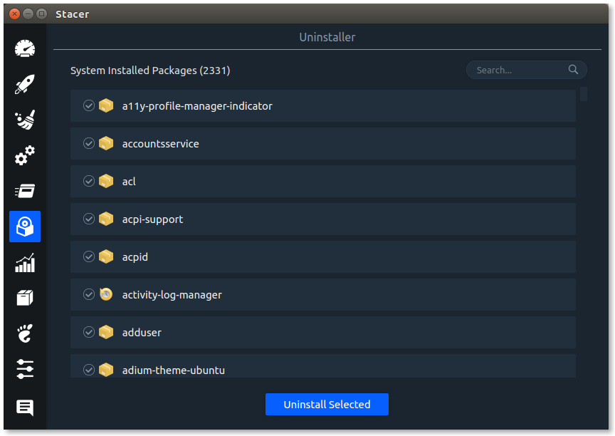 Uninstaller в Stacer