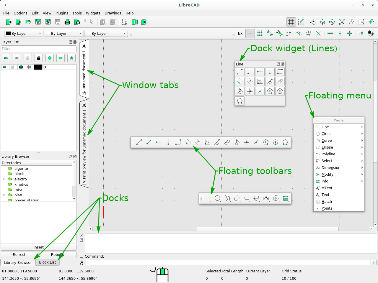 Скриншот программы LibreCAD