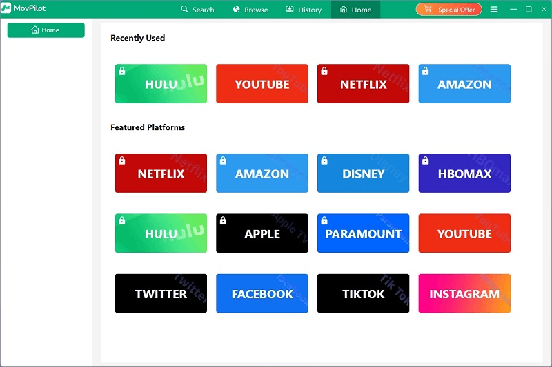 Главное окно MovPilot All-in-One Video Downloader