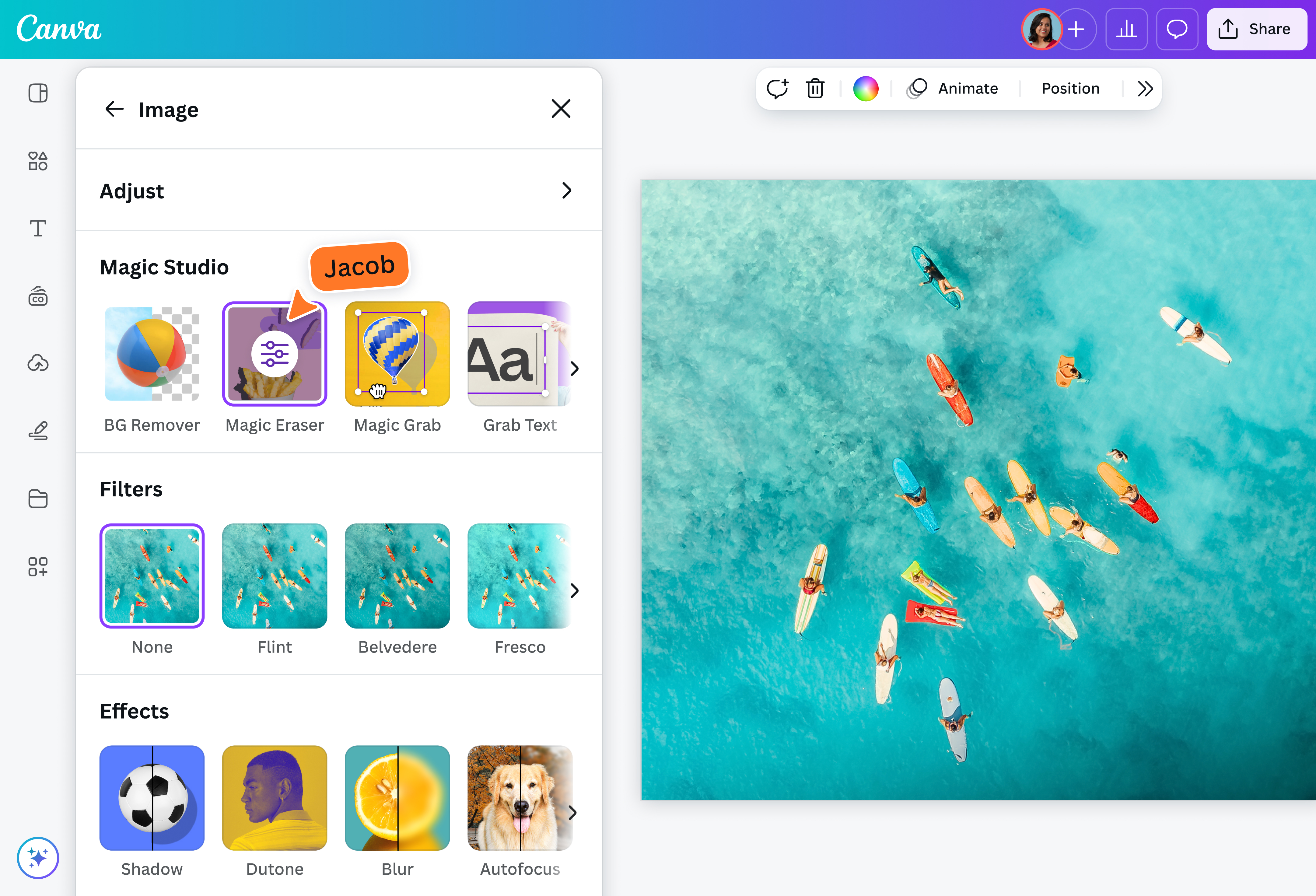 Canva: Magic Eraser в редакторе изображения