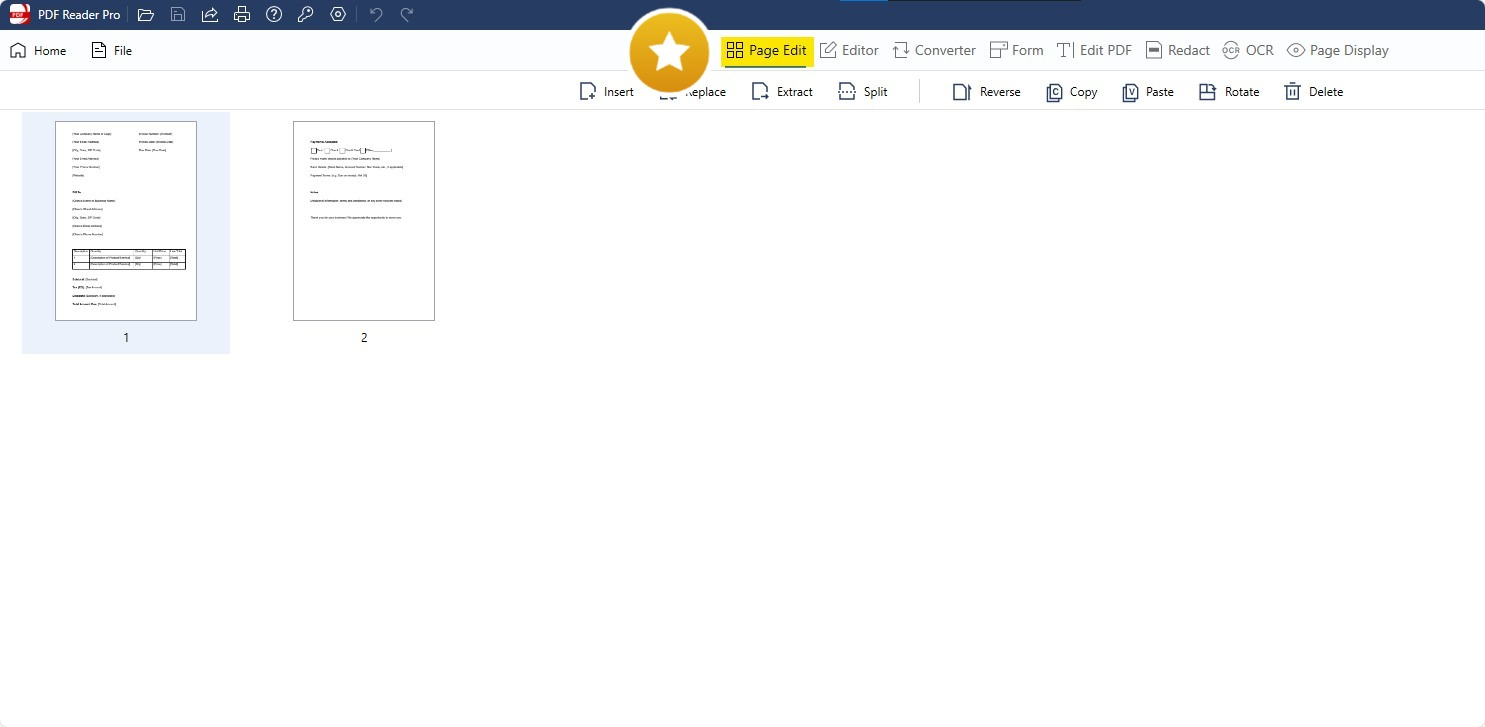 Режим Page Edit в PDF Reader Pro