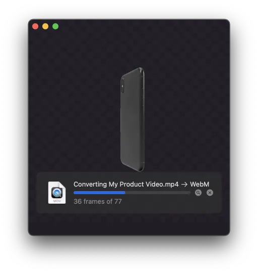 Проверка прозрачности WebM в Rotato Converter