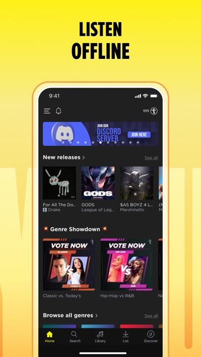Интерфейс TREBEL на iPhone для офлайн-прослушивания музыки