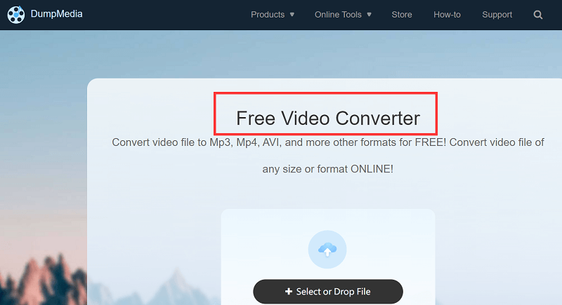 Интерфейс DumpMedia Video Converter Online для конвертации аудио