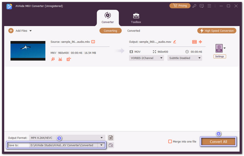 Запуск MKV в MOV в AVAide Video Converter