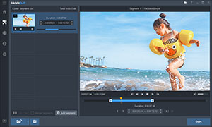 Окно Bandicut в режиме Video Cutter с выбранным фрагментом