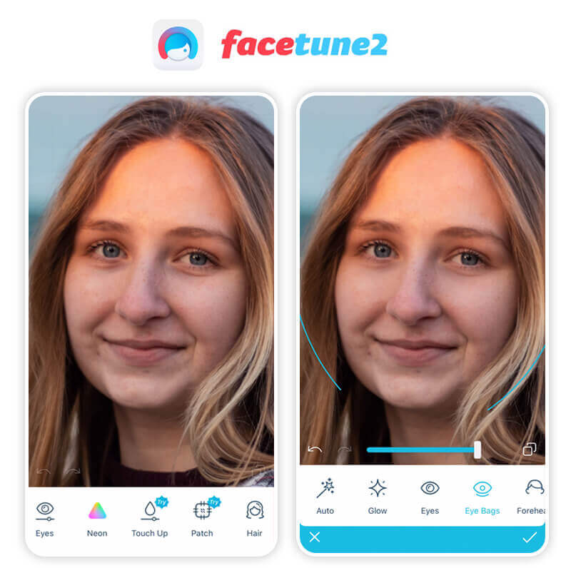 Инструмент Eye Bags в Facetune