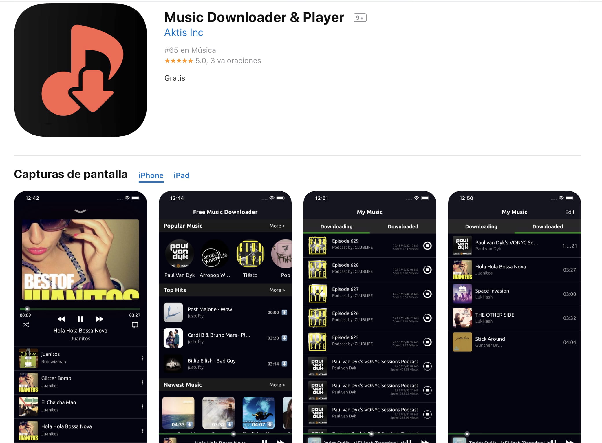 Экраны Music Downloader / MP3 Player на iPhone