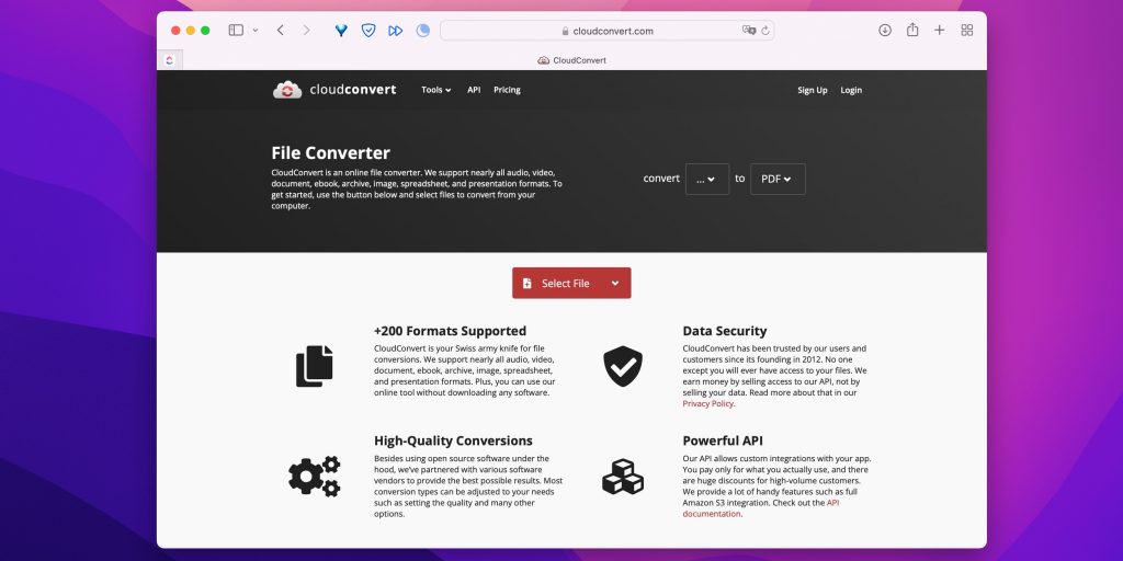Параметры CloudConvert