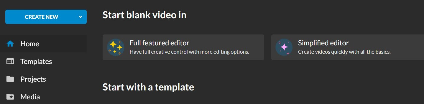 Выбор режима записи в WeVideo